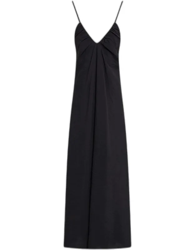 Hammered Silk V-neck Strappy Dress