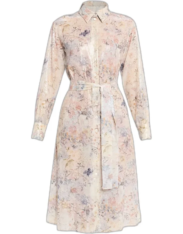 Journey Sequined Floral Midi Shirtdress