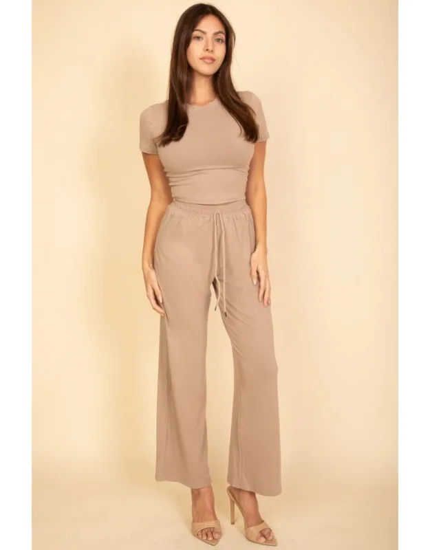 Relaxed Fit Top And Wide-leg Pants Set