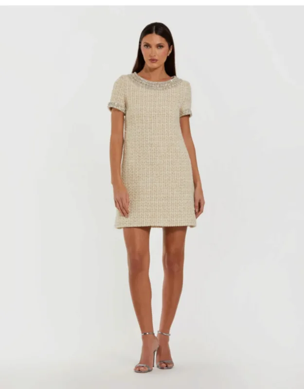 Embellished Boucle Mini Dress