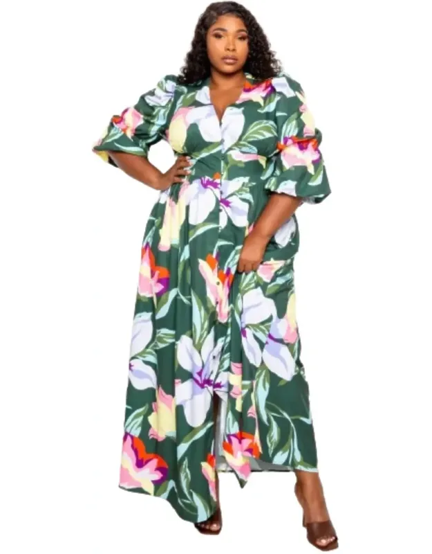 Long Dress With Front Button