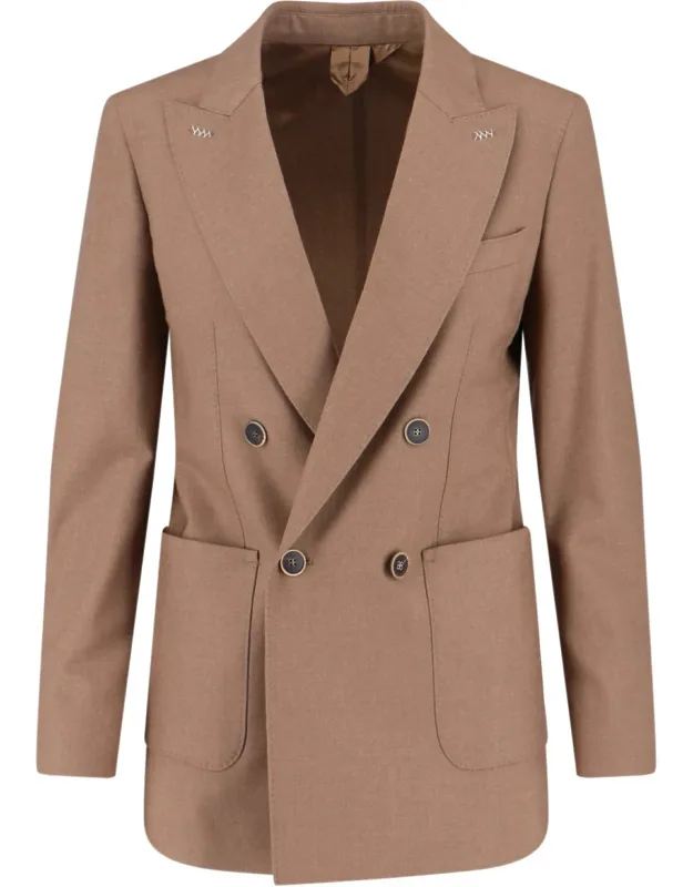 'harald Double-breasted Blazer In Cashmere With Peak Lapels'