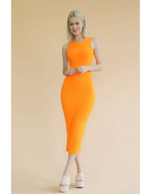 Ribbed Open Back Sleeveless Maxi Dress