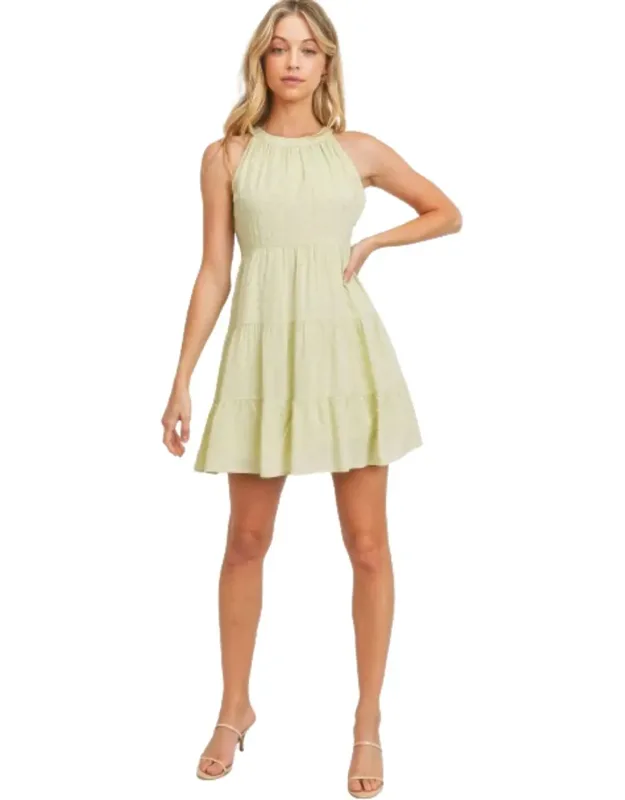 Roundneck Sleeveless Dotted Swiss Dress