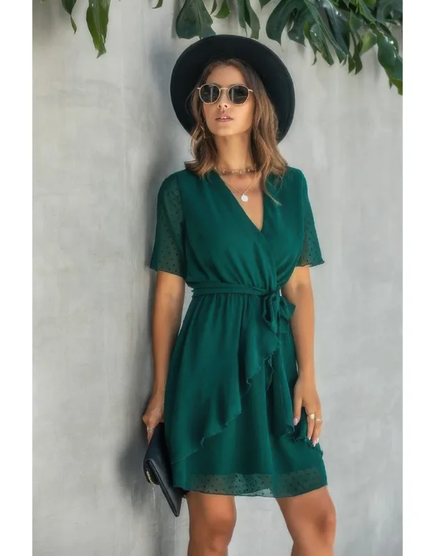 Ruffled Hem Wrap Dress