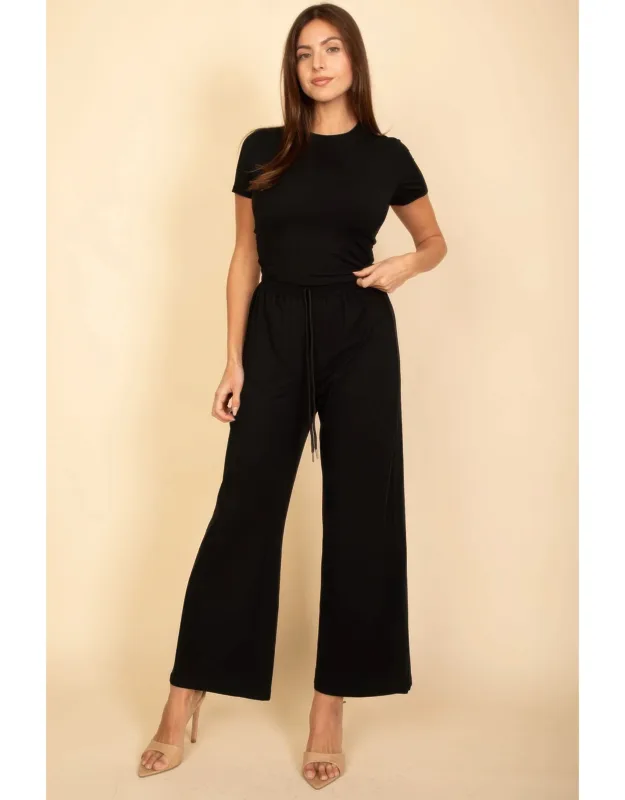 Relaxed Fit Top And Wide-leg Pants Set