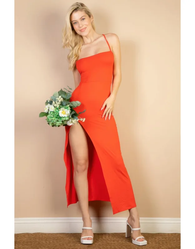 Solid Cami Maxi Slit Dress