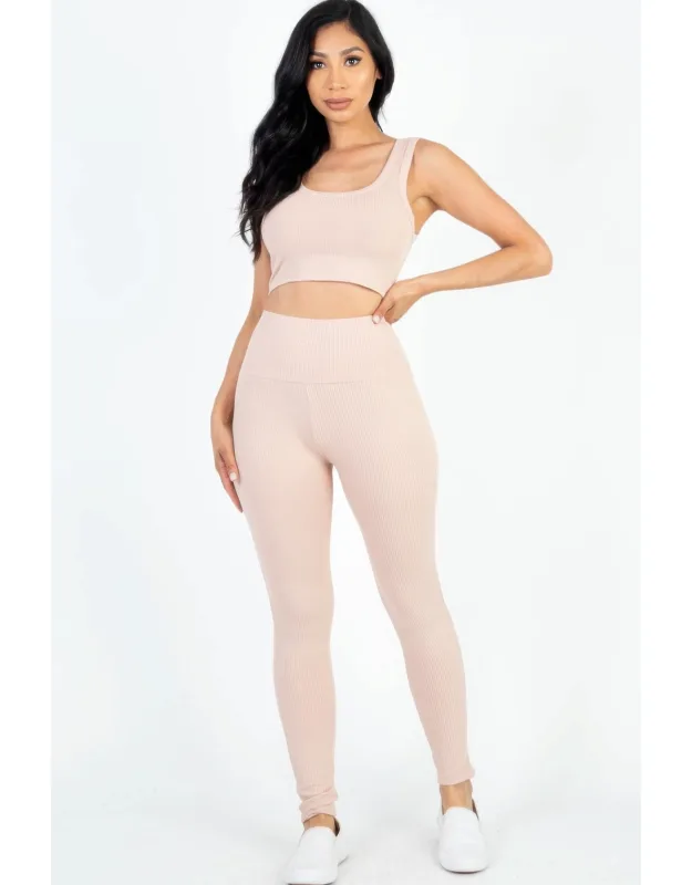 Ribbed Crop Top & Leggings Set