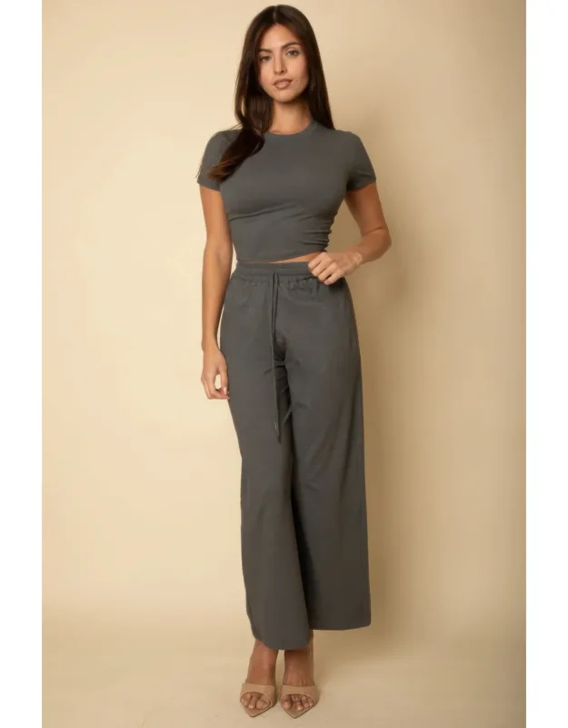 Relaxed Fit Top And Wide-leg Pants Set