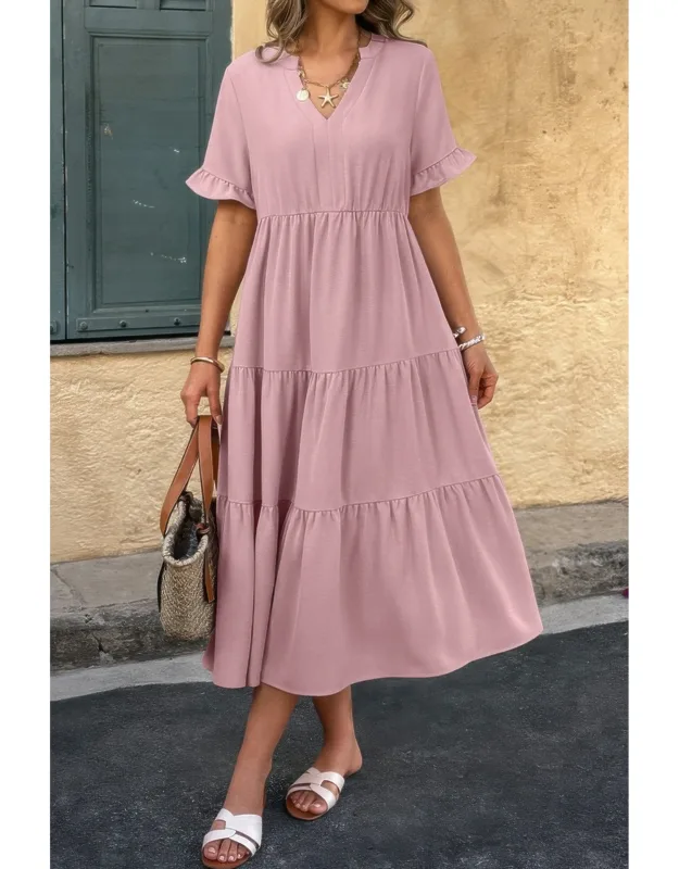 A-line Ruffle Hem Pleated Dress