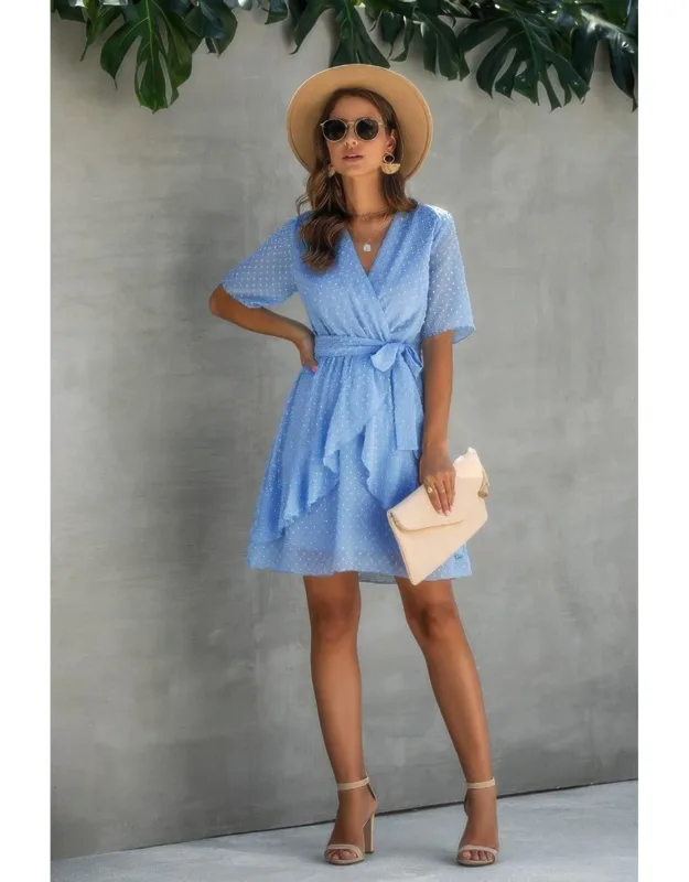 Ruffled Hem Wrap Dress