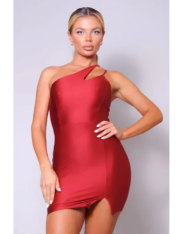 Cutout One Shoulder Mini Dress