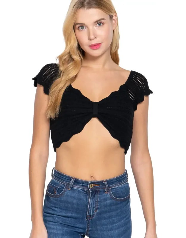 Knot Detail Sweater Knit Crop Top