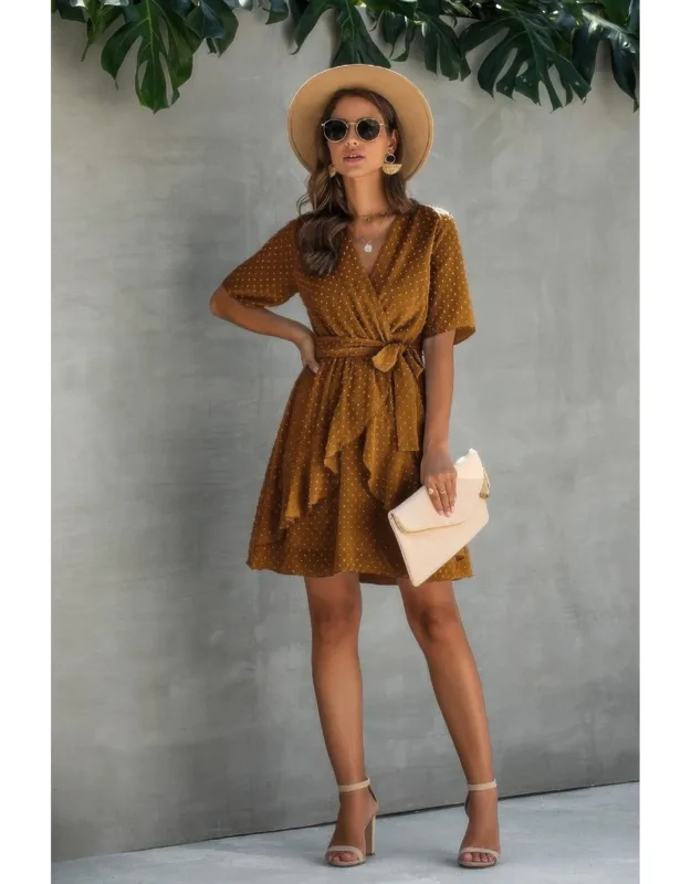 Ruffled Hem Wrap Dress
