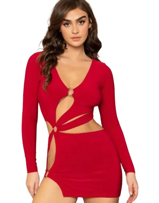 Metal Ring Cutout Mini Dress