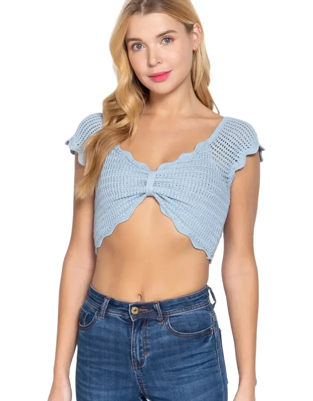 Knot Detail Sweater Knit Crop Top