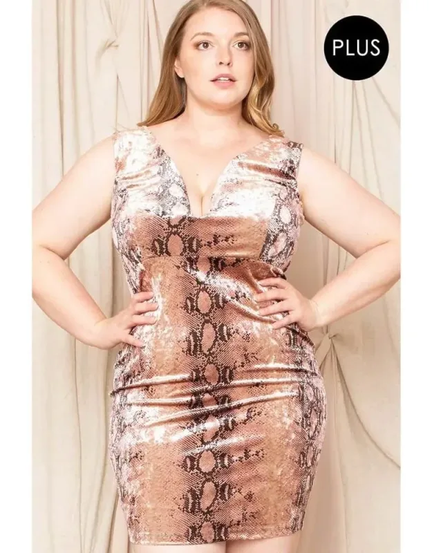 Velour Snake Print Mini Dress