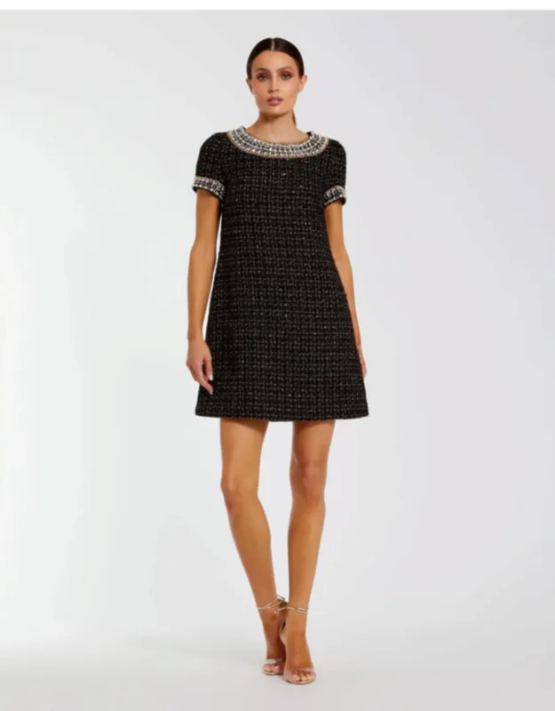 Embellished Boucle Mini Dress