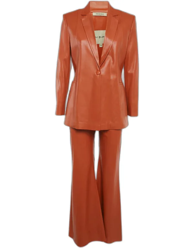 Faux Leather Pants Suit