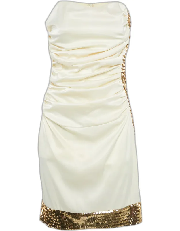 Satin Rushed Sequin Detail Mini Dress