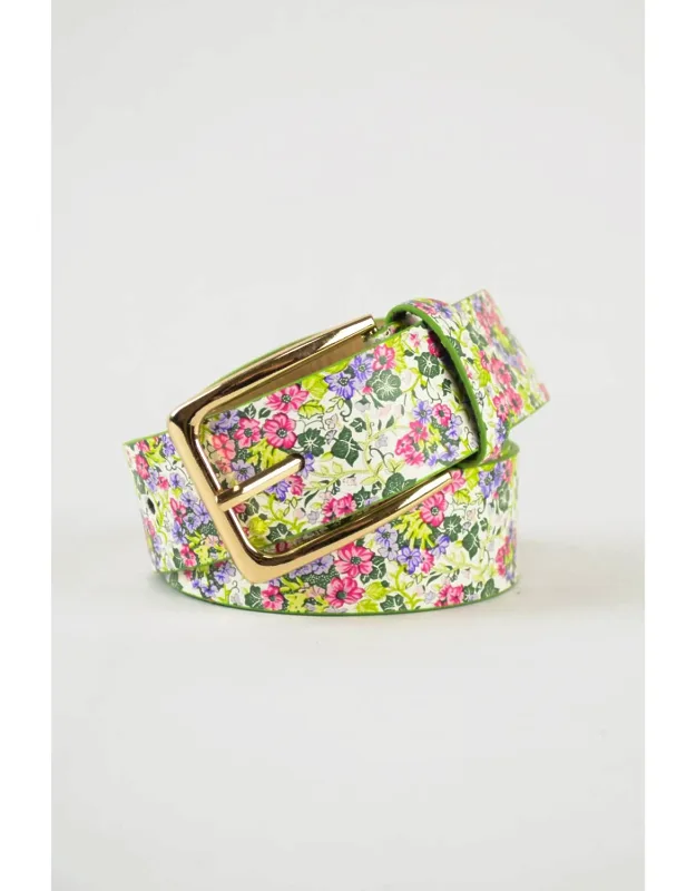 Boho Chic Floral Vegan Leather Adjustable Belt