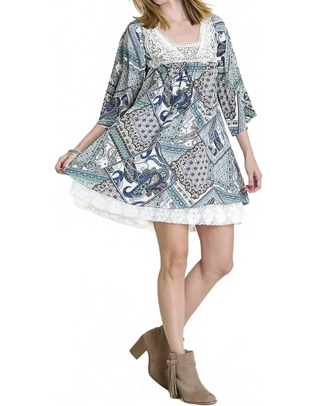 Paisley & Lace Cross Back Dress
