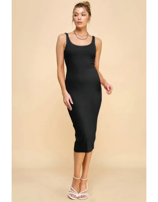 Scoop Neck Rib Lining Double Layered Tank Dress