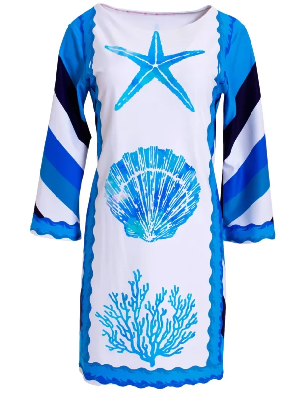 Sea Life With Border Stripe Resort Dress