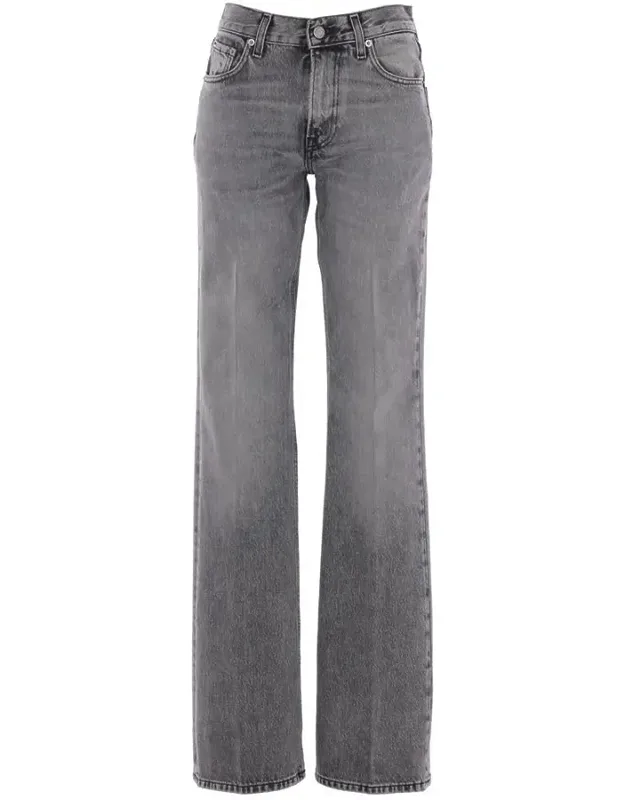 Haikure Straight-leg Jeans With Flared Hems And Central Crease