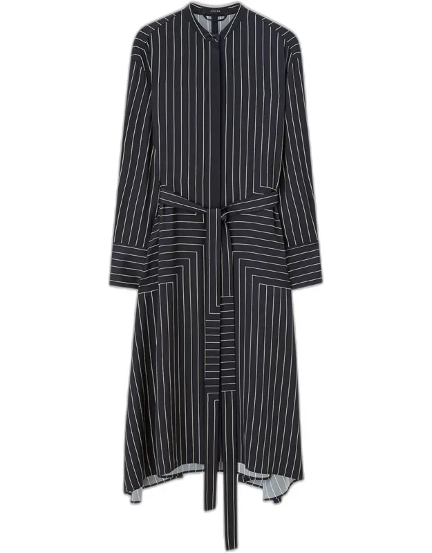 Orlana Striped Tie-waist Midi Shirtdress
