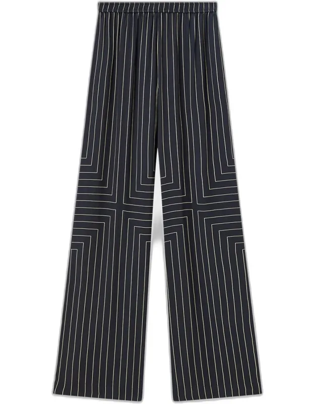 Wide-leg Geometric Crepe Trousers