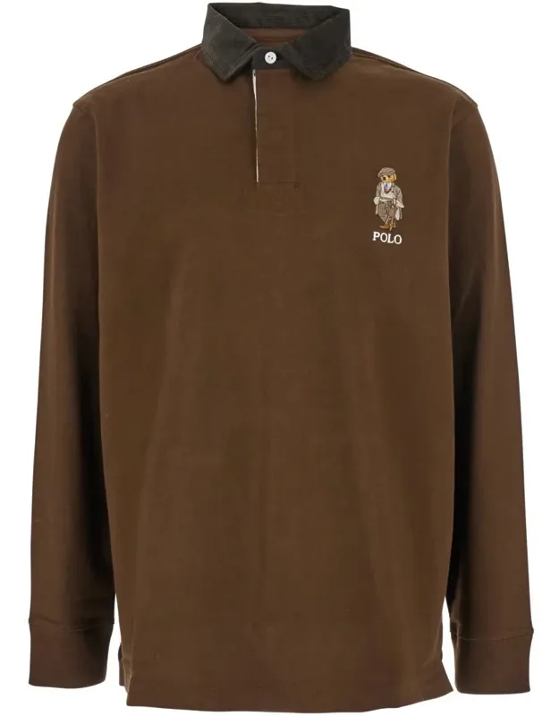Classic Fit Polo Shirt With Corduroy Collar And Logo Embroidery In Cotton