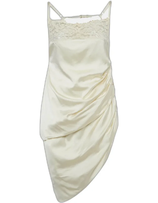 Satin Asymmetrical Hem Slip Dress
