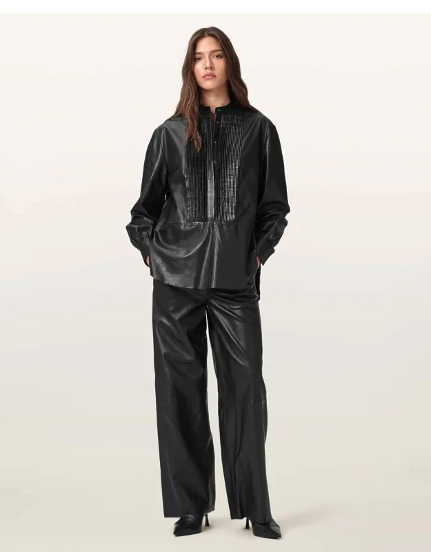 Wide Leg Leather Pants