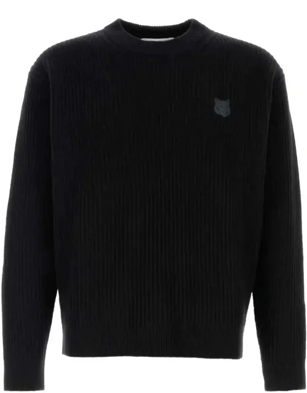 Fox Head Wool Ribbed Jumper