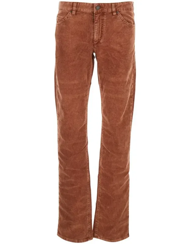 Trousers With Belt Loops And Back Logo Patch In Corduroy