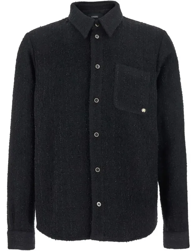 Shirt With Classic Collar And Logo Plaque On The Front