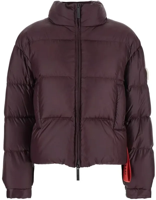 Down Jacket With Logo Patch On The Sleeve In Tech Fabric