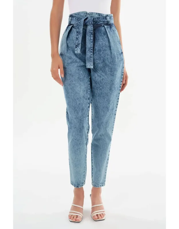 Belted Denim Trousers