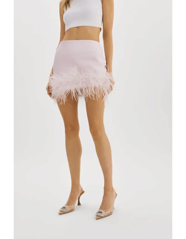 Feather Trim Mini Skirt