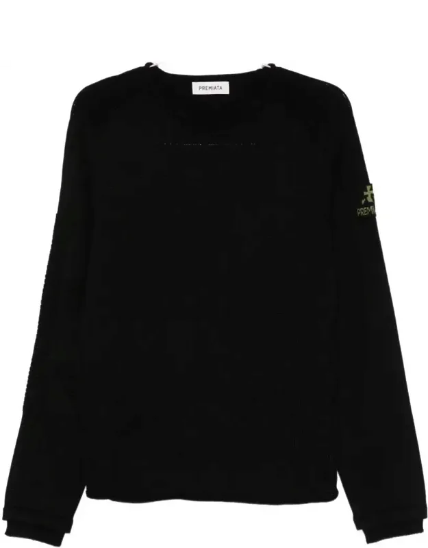 Sweater With Logo Patch And Textured Knit