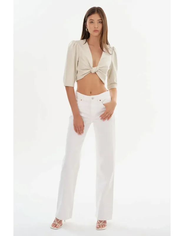 Cropped Faux Leather Top