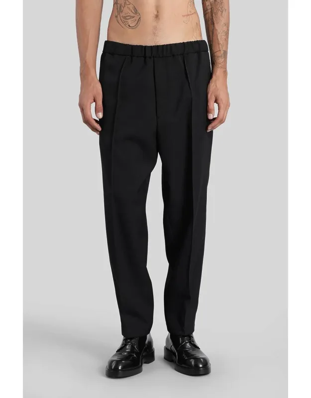 D 09 Pants With Elastic Waist And Straight Leg