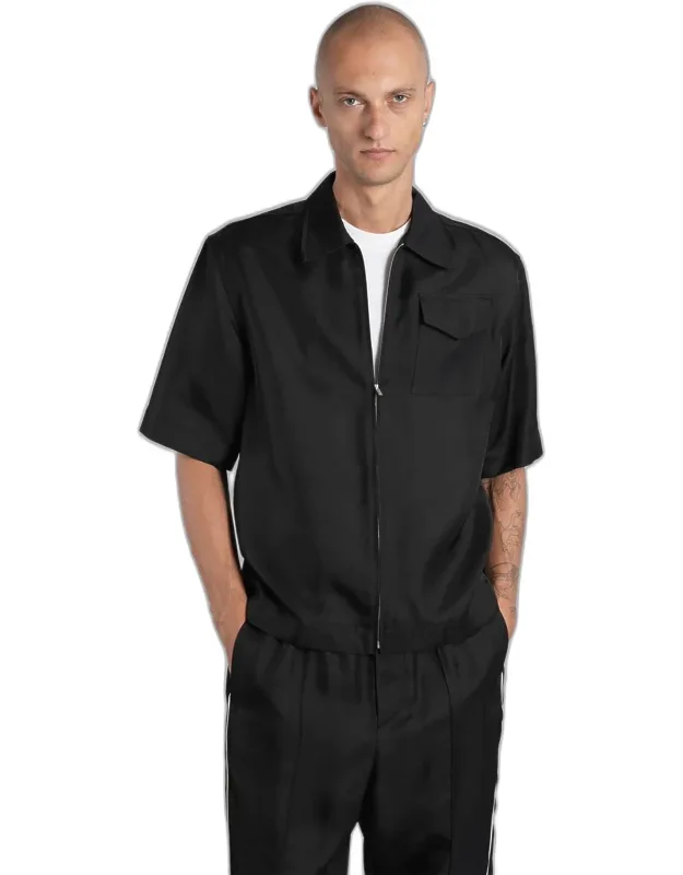 Shirt With Classic Collar And Zip Closure