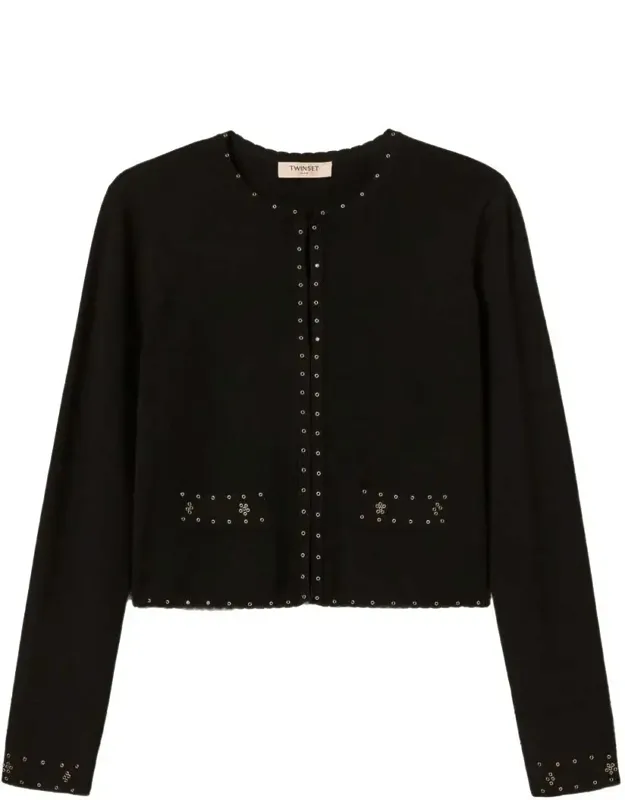 Coat Eyelet Embellishments Long Sleeves