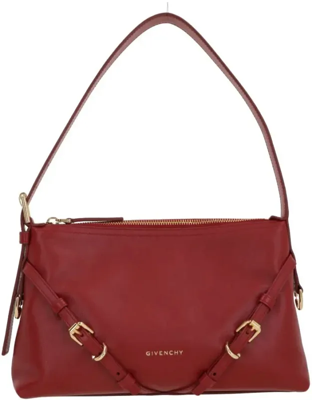 Shoulder Bag With Gold-tone Hardware And Adjustable Front Buckles