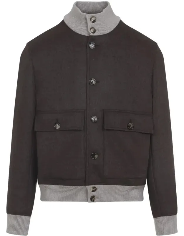 Jacket With Ribbed Collar And Cuffs