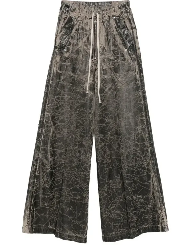 Jeans With Crackle Effect And Zip Fly