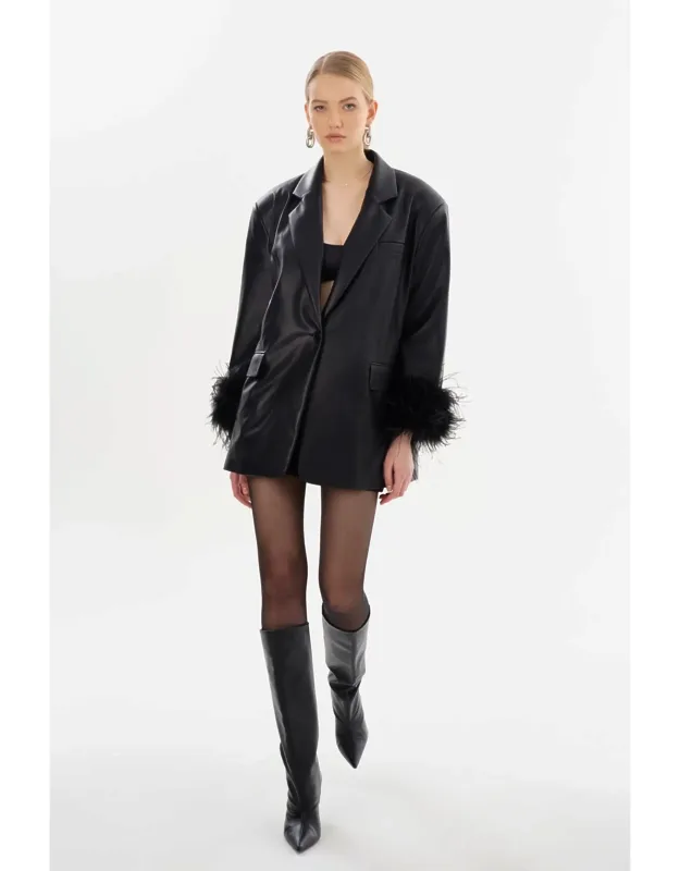 Feather Trim Blazer