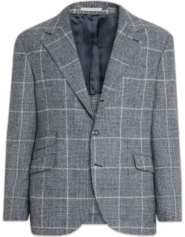 Overplaid Metal-button Sport Coat